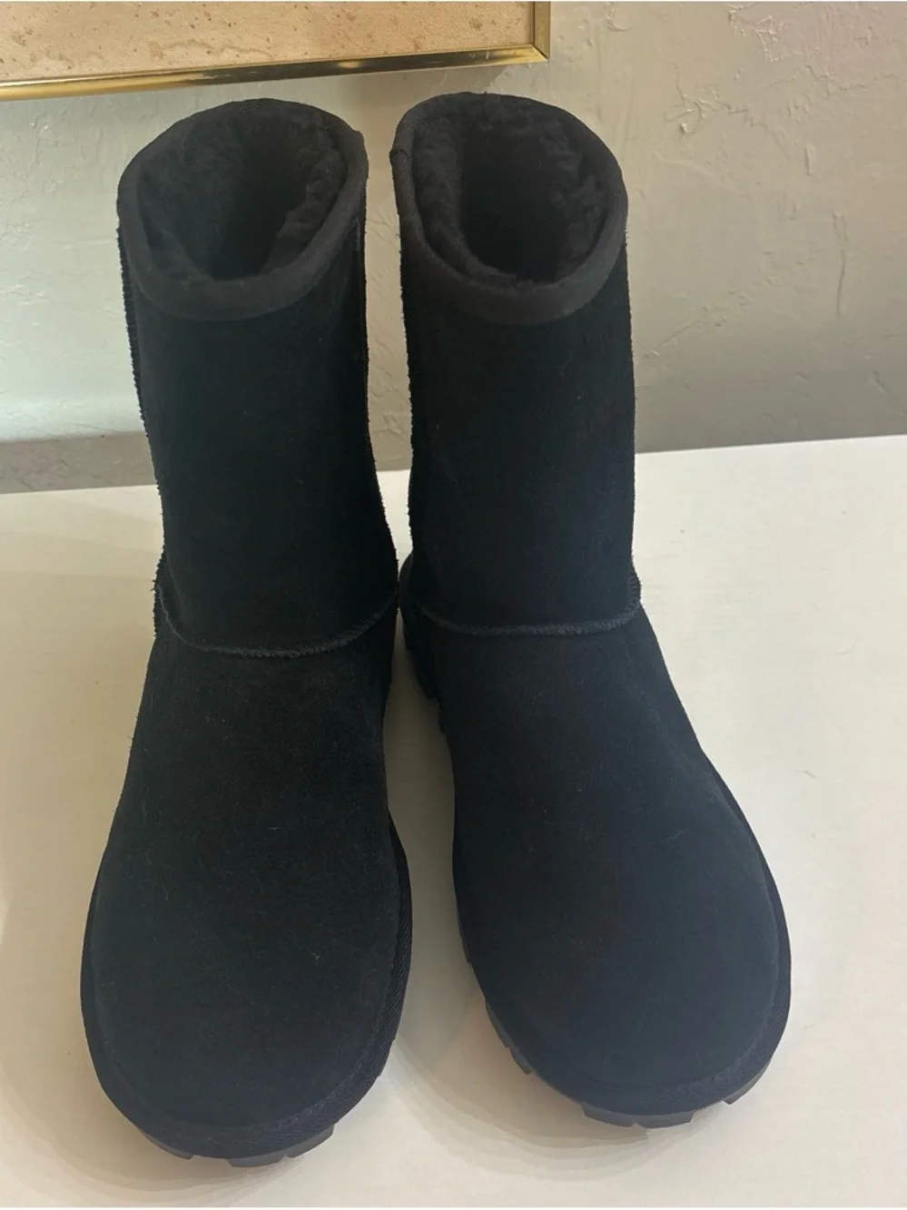UGG Black Short Suede Winter Boot with Cushioned Sole
